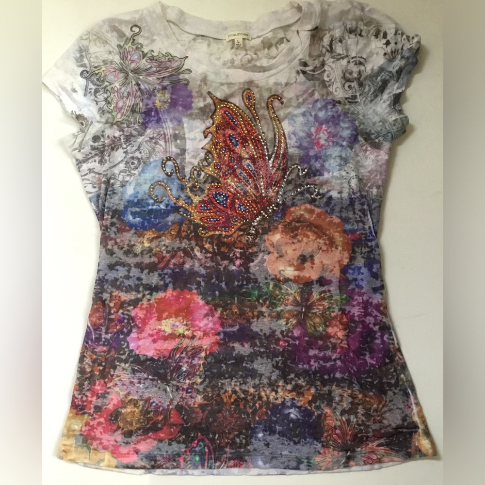 Maurices Y2K Fairy Butterfly Top Bling
